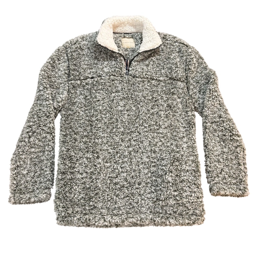 Copper Key Grey White Sherpa Quarter Zip‎ Fleece Pullover Sweater Womens Large
